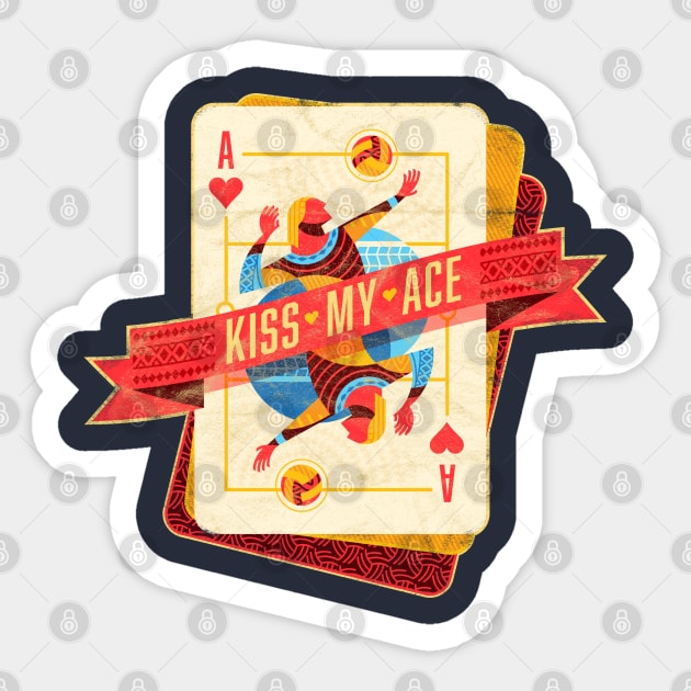 Kiss my Ace (of Hearts) Sticker by Volleyball Merch